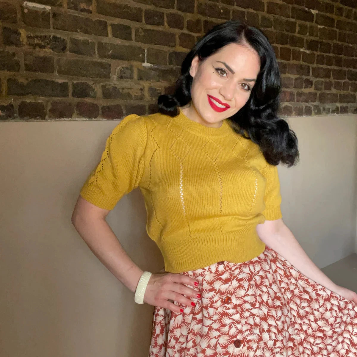 klassischer Vintage Pullover „Frances“ - mustard - Dotty&Dan